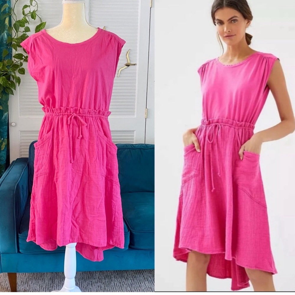 Anthropologie | Daily Practice Everyday Tee Dress Raspberry Rose Pink New Medium